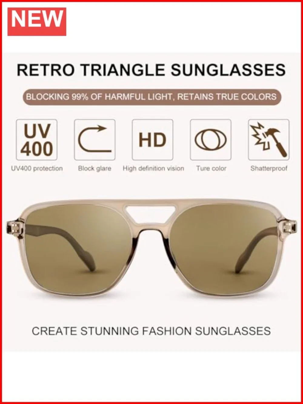 Retro Aviator Sunglasses for Women Men Polarized Rectangle UV400
